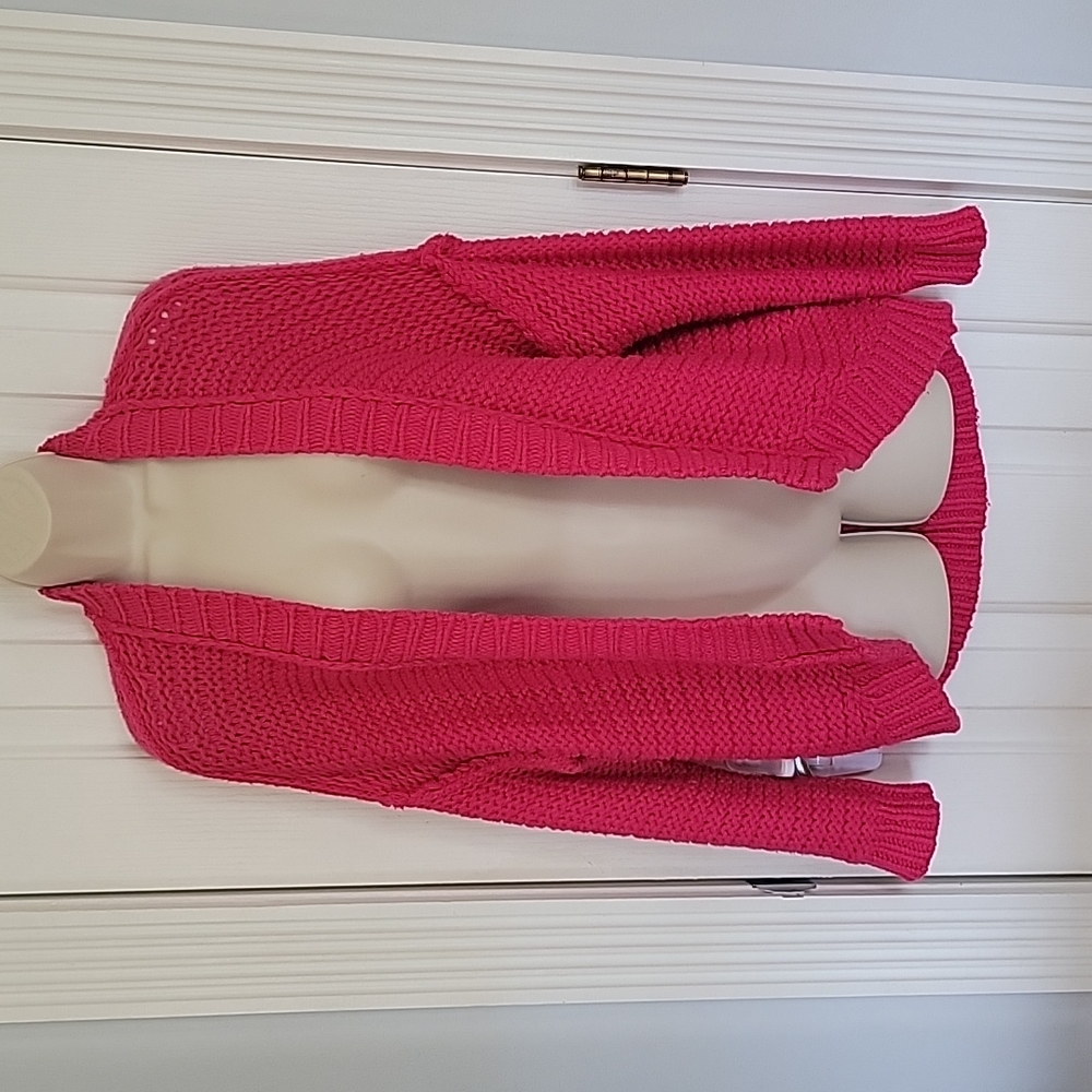 MOTH ANTHROPOLOGIE CHUNKY PINK SWEATER CARDIGAN SMALL FUSCHIA